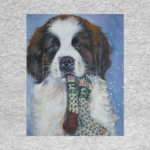 St Bernard Christmas Fine Art Painting by LASHEPARD